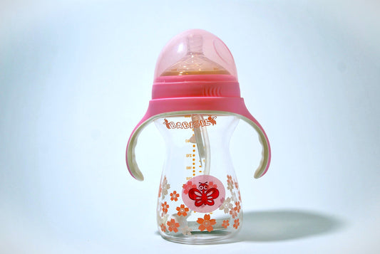 Pink Bliss Glass Baby Feeder - 270ml BPA-Free | Tough Glass