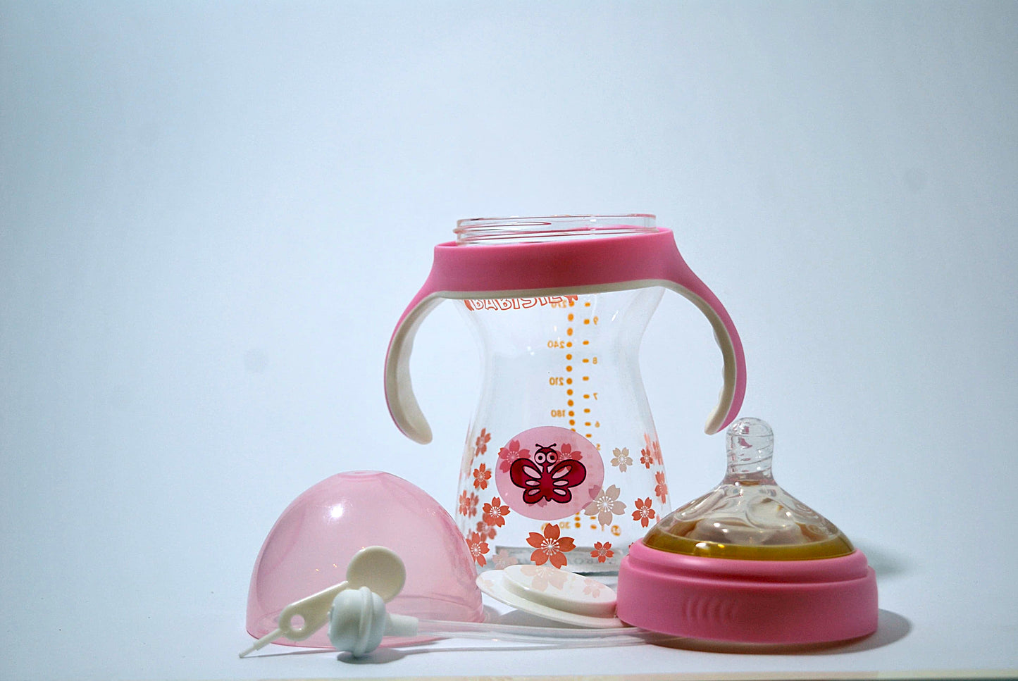 Pink Bliss Glass Baby Feeder - 270ml BPA-Free | Tough Glass