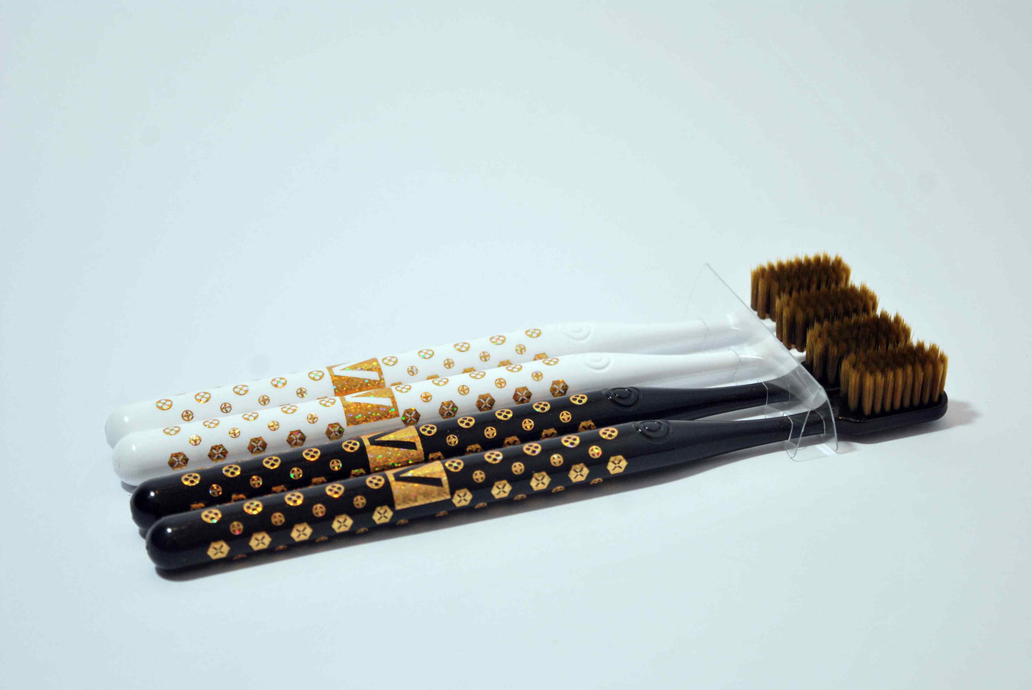 GoldenTouch High Quality Black Bristle Toothbrush Set | Pack of 4